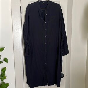 Muji Navy Midi Button-down Dress - size M/L